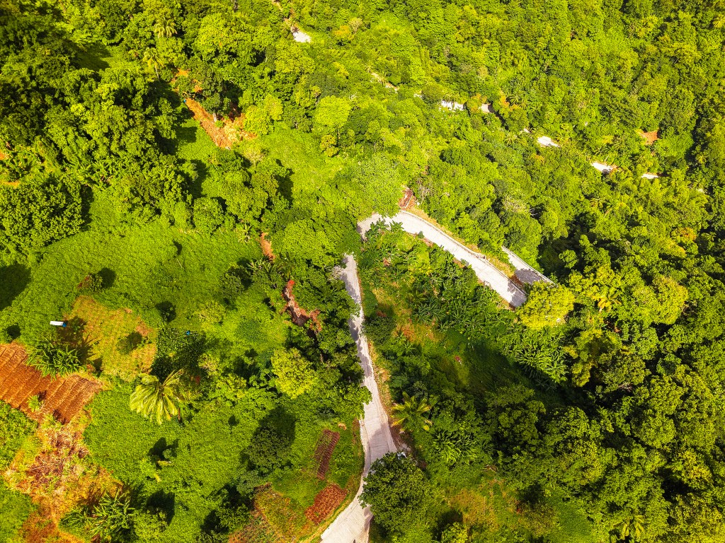 Pichelin in Dominica met kustdorp en uitzicht over de Caribische Zee